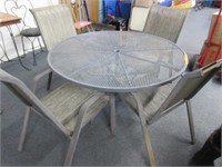 4ft round metal patio table & 4 chairs
