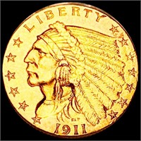 1911 $2.50 Gold Quarter Eagle UNCIRCULATED