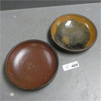 (2) Redware Pottery Pie Plates