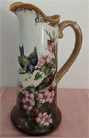 703 - HANDPAINTED PORCELAIN PITCHER (FRANCE) 16"H