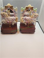Pair of Carousel Horse Music Boxes with Mirrors