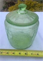 Green Depression Lidded Glass Jar