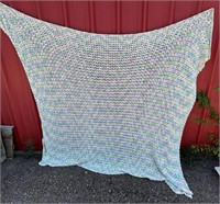 Vintage Crocheted Pastel Afghan / Blanket