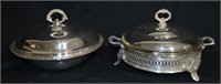 Pair Silver Plate Covered Serving Dishes