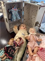 Antique Dolls; Doll Clothes; and Doll Case