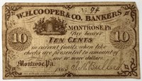 1863 WH Cooper & Co PA 10 Cents Civil War Note