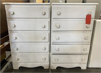 Unmarked 6 Drawer Painted Wood Dressers, 23” x