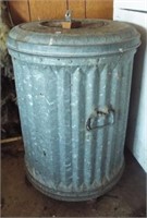 Galvanized metal garbage can with lid and