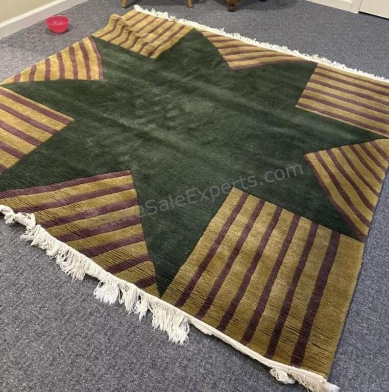 Hand Woven Wool Rug 76” x 72”