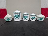 Green Heart Ceramic Kitchen Set of 5