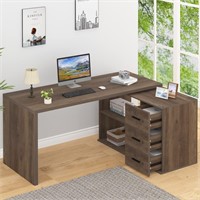 HSH L Shaped Desk with Storage Cabinet  55 In