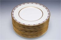 Set of 12 Mintons Burley & Co Gilded Dinner Plates