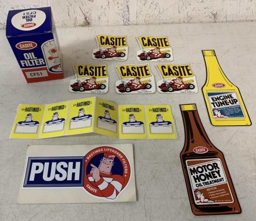 Casite oil filter & Casite and Hastings stickers