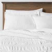 King Seersucker Comforter & Sham Set White - Thres