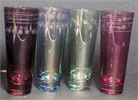 Set of 4 art glass drink glasses