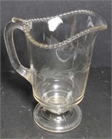 Candlewick pitcher Approximately 9"