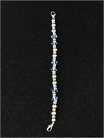 SMALL STERLING AND BEAD ELASTIC BRACELET