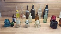 Antique bottles and insulators