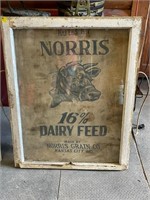 Primitive Windowpane w/Norris Dairy Feed Sack