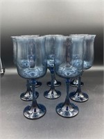 8 Pc. Blue Mirrored Wine Glasses