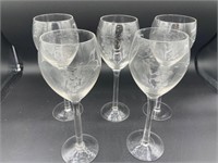 5 Pc. Etched Wine Glasses