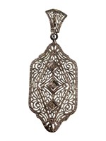 14K White Gold Diamond Pendant