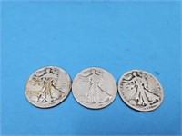 1920 S Walking Liberty 3 Silver Coins