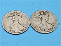 1918 S  Walking Liberty Silver 2 Coins