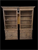 Pair of Haverty Lighted Bookshelves