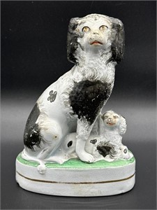 English Staffordshire Spaniel Dogs Figurine