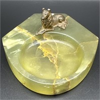 Green Onyx Ashtray w/ Dog