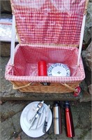 Wicker Picnic Basket With Contents