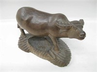 7" Tall Carved Wood Water Buffalo