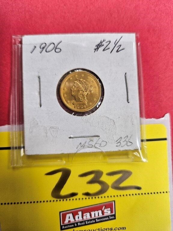 1906 LIBERTY 2 1/2 DOLLAR GOLD PIECE