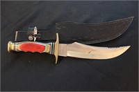 Multicolored Wood Handle Bowie Knife