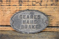 Geared Hand Brake Plate