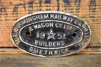 Birmingham Railway Carriage 1951 Plate