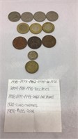 OF) (12) FOREIGN COINS-LOOK AT PICTURES FOR MORE