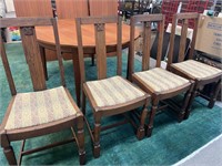 4 Oak Pub Chairs w/ Upholstered Seats