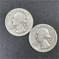 (2) 1945-D Washington Silver Quarters
