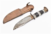 Wide Fixed Blade Knife w/ KA-BAR Leather Sheath