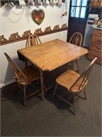 Wood Drop Leaf Kitchen Table & 4-Wood Chairs