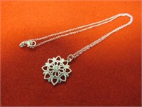 NEW 18" WHITE SAPPHIRE FLOWER NECKLACE STAMPED 925