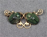 Victorian 14K Gold Scarab Beetle Pin