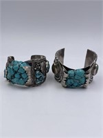 Sterling and Turquoise Navajo Cuff Bracelets