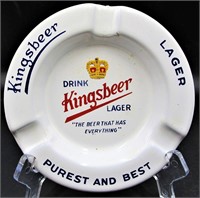 Old Porcelain Advertising Ashtray Kingsbeer Lager