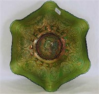 Persian Medallion ruffled bowl - green