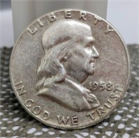 1958 AU FRANKLIN HALF DOLLAR