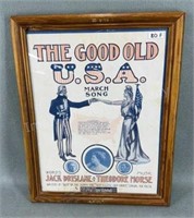 Good Old USA 16in Sheet Music in Frame