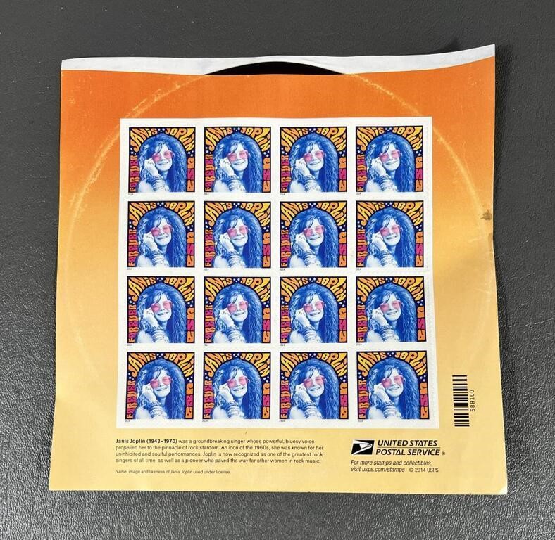 2014 Janis Joplin USPS Stamp Sheet